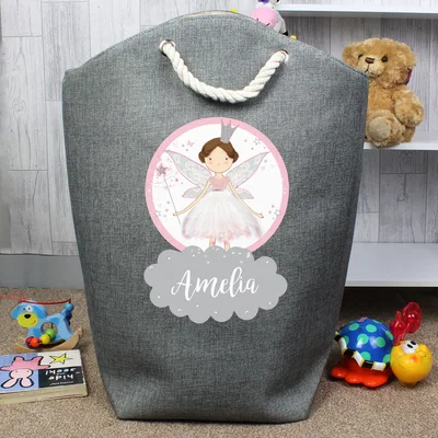 Dunelm Personalised Fairy Princess Storage Bag Grey