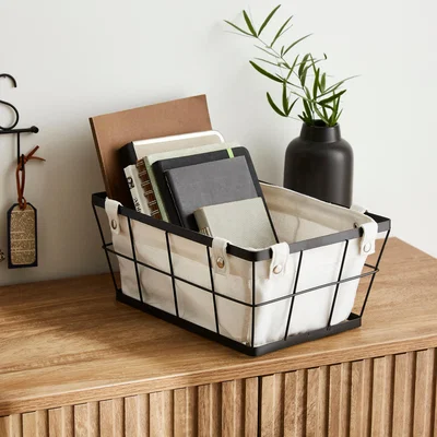 Dunelm Colten Small White Wire Basket Black