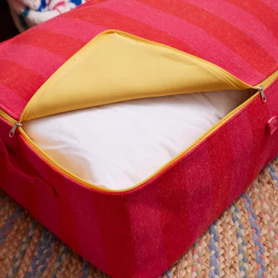 Dunelm Elements Sutton Woven Stripe Underbed Storage Bag Pink