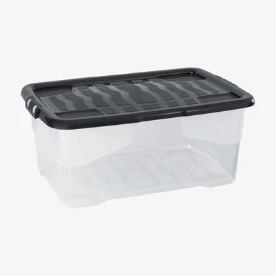 Dunelm Set of 4 Strata 42L Curve Storage Box with Lids Clear