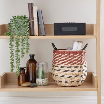 Dunelm Large Hexagonal Rush Basket Brown and Blue