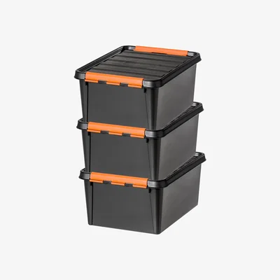Dunelm SmartStore Pro 14L Set of 3 Boxes, Black & Orange Black