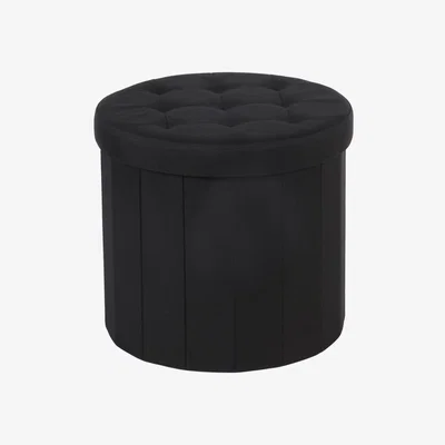 Dunelm Round Black Shoe Ottoman Black