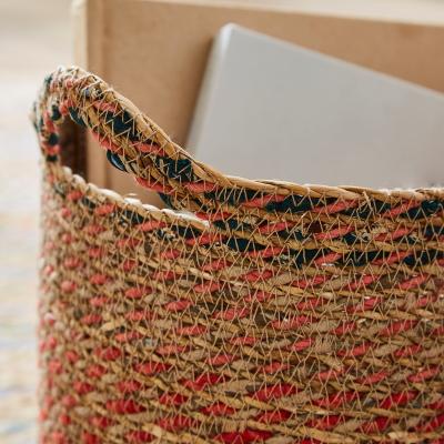 Dunelm Small Round Multicoloured Seagrass Basket Multicoloured