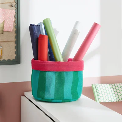 Dunelm Elements Sutton Woven Stripe Storage Basket Green