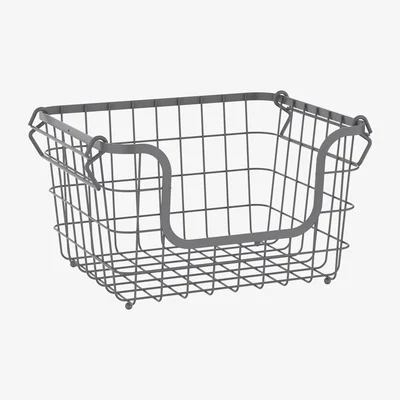 Dunelm Grey Stackable Wire Basket Grey