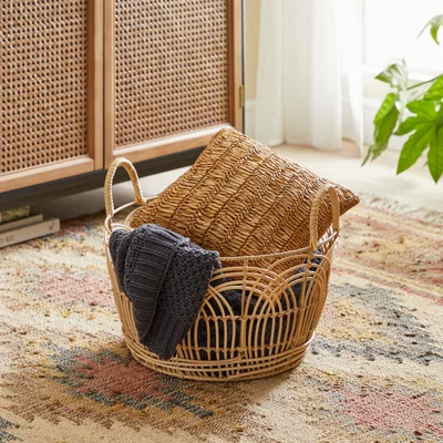 Dunelm Plastic Natural Small Rattan Basket Natural
