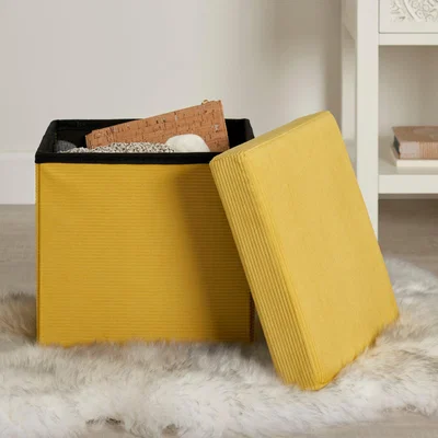 Dunelm Cord Cube Foldable Storage Ochre