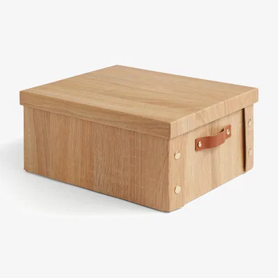 Dunelm 12L Foldable Wooden Storage Box & Lid Natural