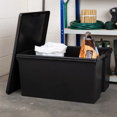 Dunelm Wham Bam 150L Black Plastic Storage Box & Lid Black