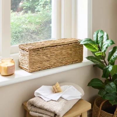 Dunelm Natural Wicker Windowsill Lidded Storage Basket
