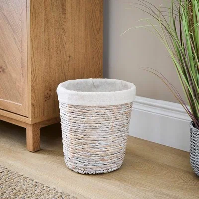 Dunelm Whitewashed Wicker Bin