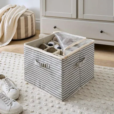 Dunelm Coastal Stripe Shoe Storage Box