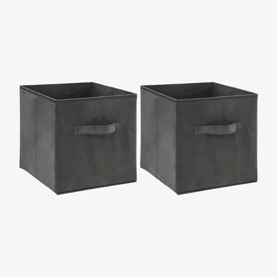 Dunelm Mix and Modul Set of 2 Velvet Cube Storage Boxes Grey