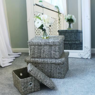 Dunelm JVL Urban Set of 3 Storage Baskets with Lids Grey