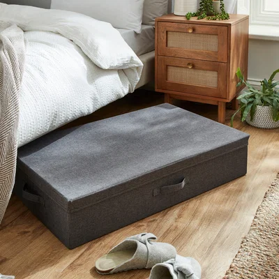 Dunelm Fabric Underbed Storage Box Charcoal