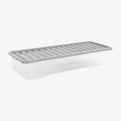 Dunelm 55L Plastic Wrapping Paper Storage Box with Lid Clear