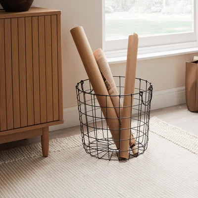 Dunelm Black Wire Round Basket Black