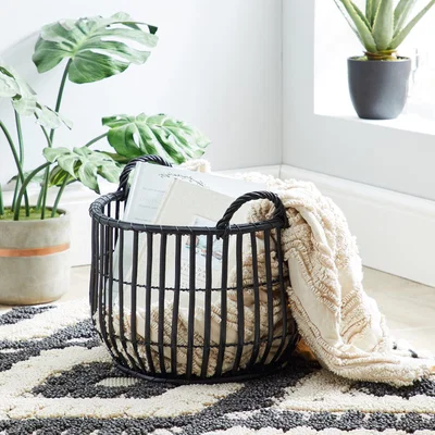 Dunelm Wicker Black Storage Basket Black