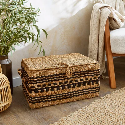 Dunelm Seagrass Large Trunk Monochrome Black