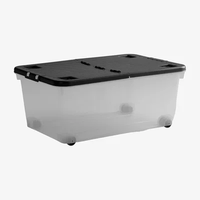 Dunelm Wham 45l Plastic Wheeled Underbed Storage Box Black