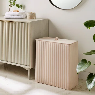 Dunelm Modern Luxe Ribbed Velvet Slimline Laundry Basket