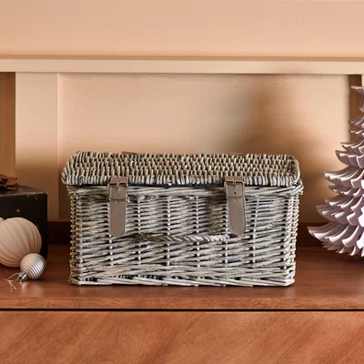 Dunelm Medium Hamper With Lid Grey