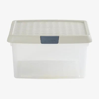 Dunelm Wham Clip 9.01 Pack of 4 9l Storage Boxes With Lids Stone