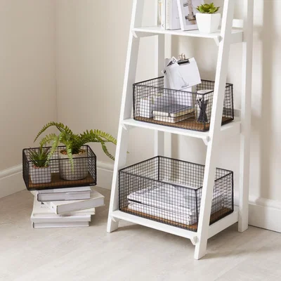 Dunelm Industrial Set of 3 Wire Baskets Black