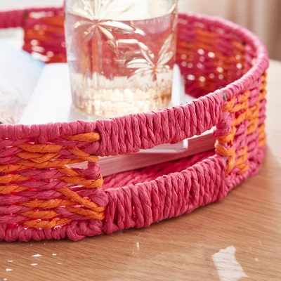 Dunelm Sunbeam Orange & Pink Patterned Woven Tray