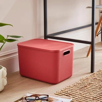 Dunelm Ribbed Storage Box with Lid
