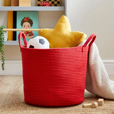 Dunelm Large Cotton Rope Basket Red