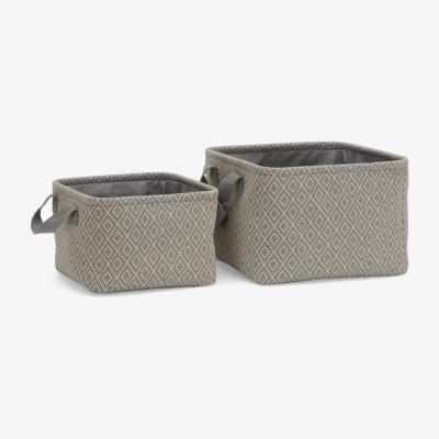 Dunelm Set of 2 Grey Fabric Storage Baskets Grey
