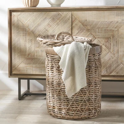Dunelm Round Rattan Laundry Basket