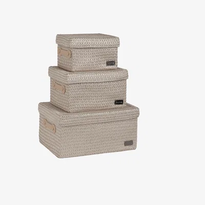 Dunelm Set of 3 Lidded Baskets Light Brown / Natural