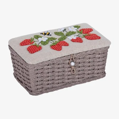 Dunelm Hobby Gift Strawberry Greenhouse Wicker Sewing Basket