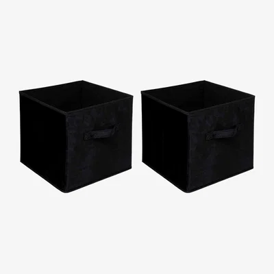 Dunelm Mix and Modul Set of 2 Velvet Cube Storage Boxes Black