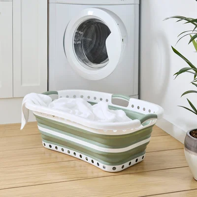 Dunelm Collapsible Laundry Basket Hip Sage