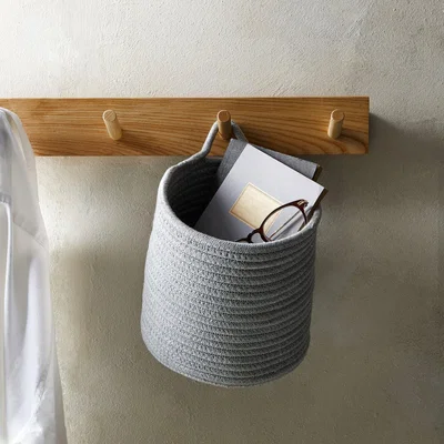 Dunelm Cotton Rope Wall Basket Grey Grey