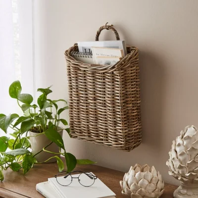 Dunelm Churchgate Woven Rattan Hanging Storage Basket