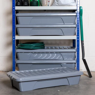 Dunelm Wham Home Upcycle Set of 5 35l Grey Boxs With Lids Grey