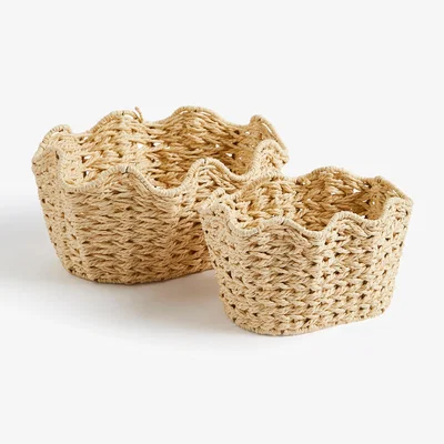 Dunelm Set of 2 Wavy Shell Woven Storage Baskets