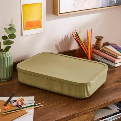 Dunelm Ribbed Storage Box with Lid