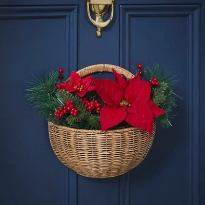 Dunelm Artificial Poinsettia Hanging Basket Decoration