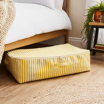 Dunelm Stripe Underbed Storage Bag Ochre