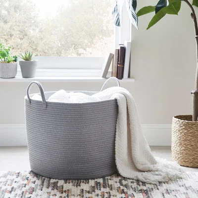 Dunelm Large Grey Rope Basket Grey