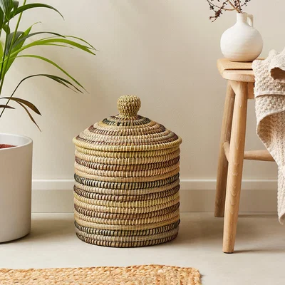 Dunelm Rainbow Seagrass Storage Basket with Lid