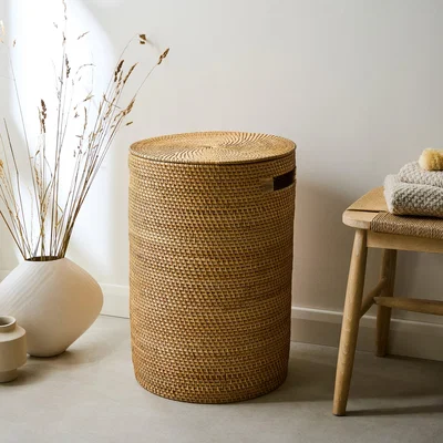 Dunelm Large Rattan Laundry Basket with Lid