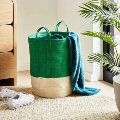 Dunelm Block Colour Large Storage Basket Emerald