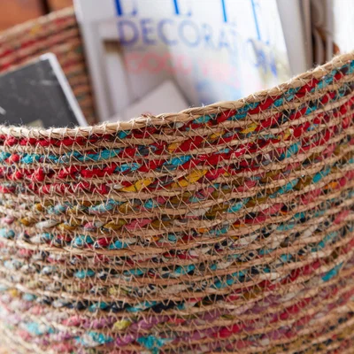 Dunelm Large Round Multicoloured Seagrass Basket Multicoloured